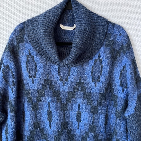 Soft Surroundings Wool Alpaca Blend Blue Pattern Cowl Neck Sweater Tunic 1X - Picture 3 of 8